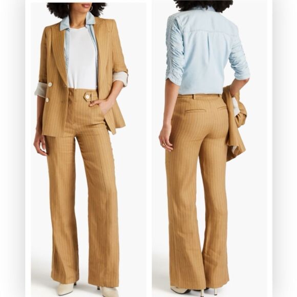 Veronica Beard Pants - VERONICA BEARD Sunny Striped Wide Leg Pants in Camel size 0 $448